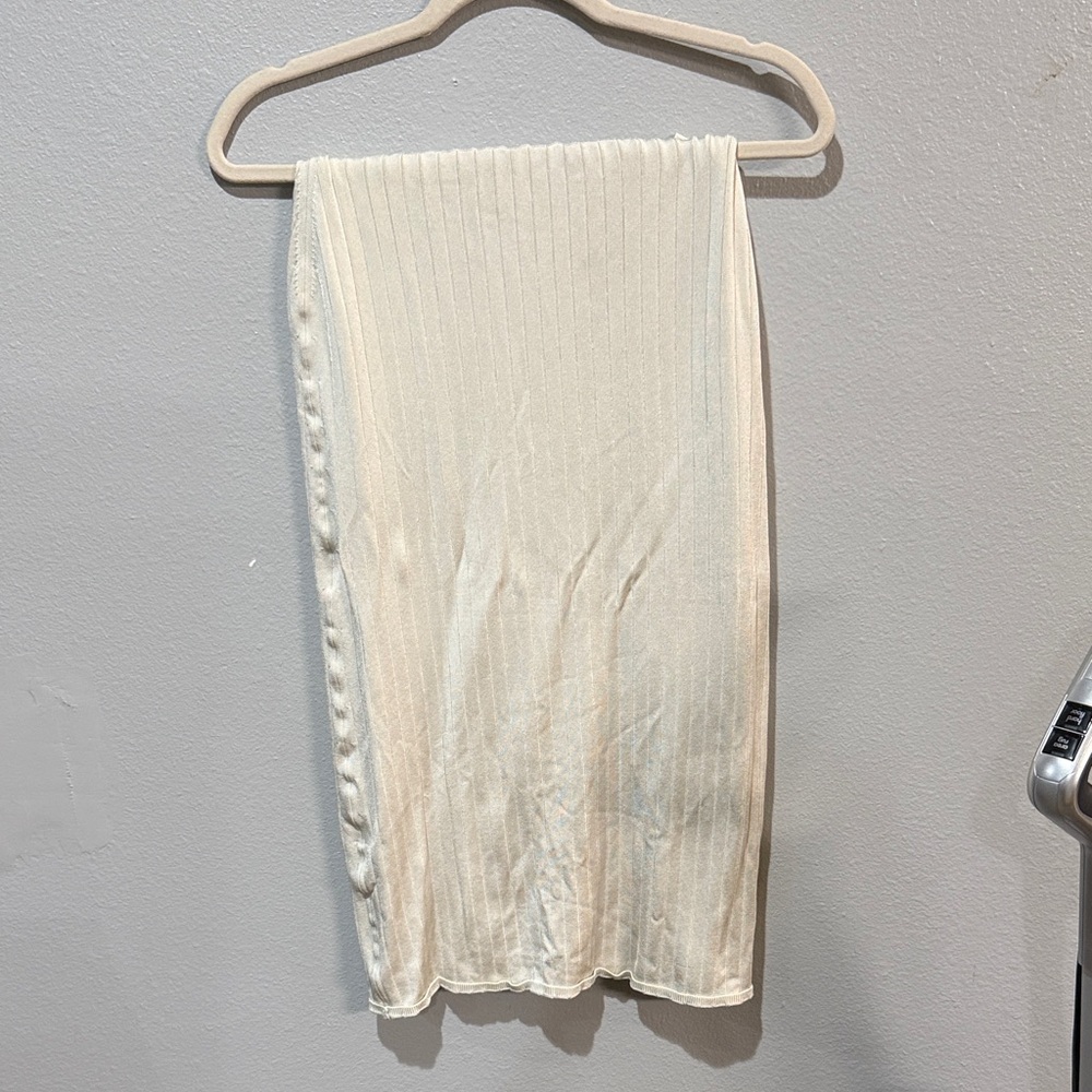 Free People Cream Ribbed Pencil Skirt